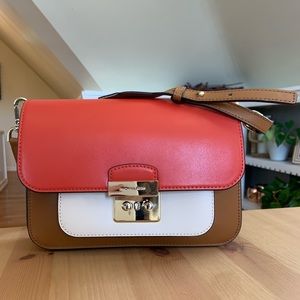 Michael Kors Pink, White & Brown Leather Crossbody